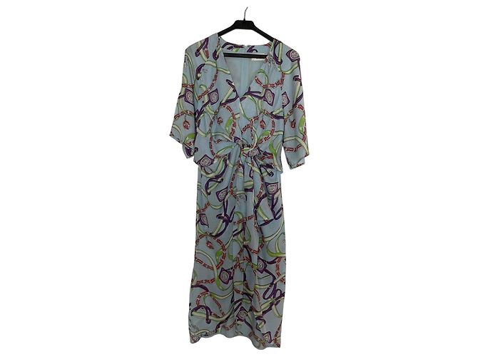 Essentiel Antwerp Vestido largo con estampado de cadena y bucles Roja Azul Verde Púrpura