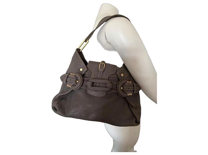 Bolsa Hobo Jimmy Choo em couro cinza