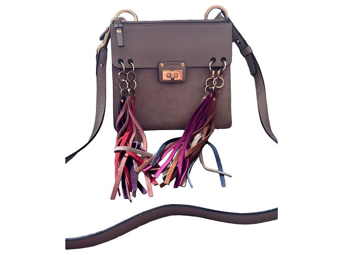 Chloé Bolsa de Ombro de Couro e Camurça Chloe Jane Multicor Bege