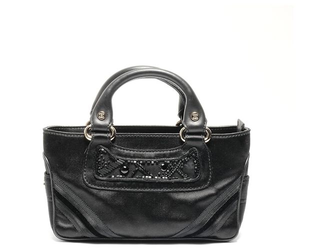 Céline Celine Mini Micro Boogie Satin-Handtasche Schwarz