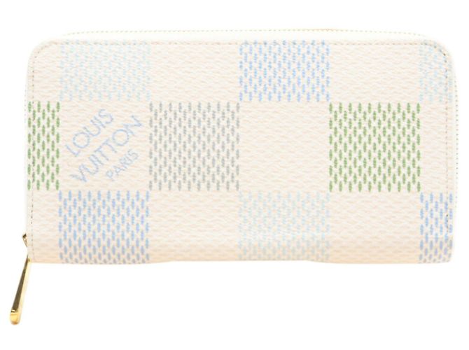 Zippy Geldbörse Damierious Louis Vuitton Weiß Blau Grün