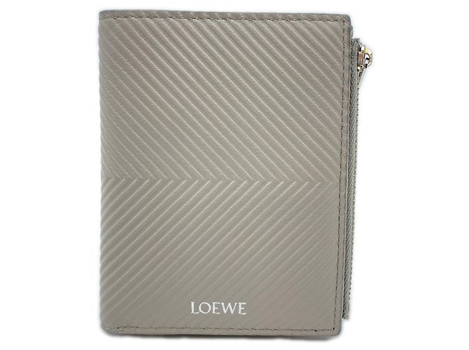 Billetera compacta slim de piel de ternera texturizada Loewe Castaño