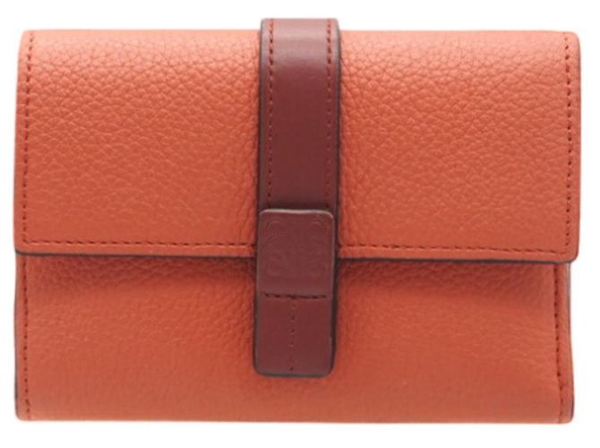 Loewe Soft Grain Kalbsleder Tri-Fold Geldbörse Orange