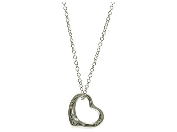 Elsa Peretti Tiffany & Co Collar de Péndulo Corazón Abierto de Platino Tiffany Plata