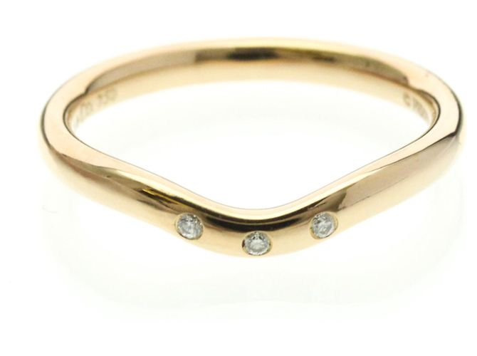 Tiffany & Co Anel Curvo Tiffany com 3 Diamantes em Ouro Rosa Dourado