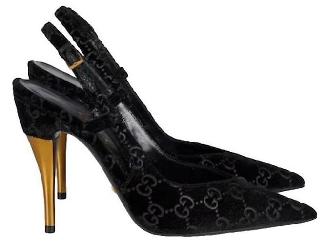 Décolleté Slingback GG in Velluto Nero Gucci