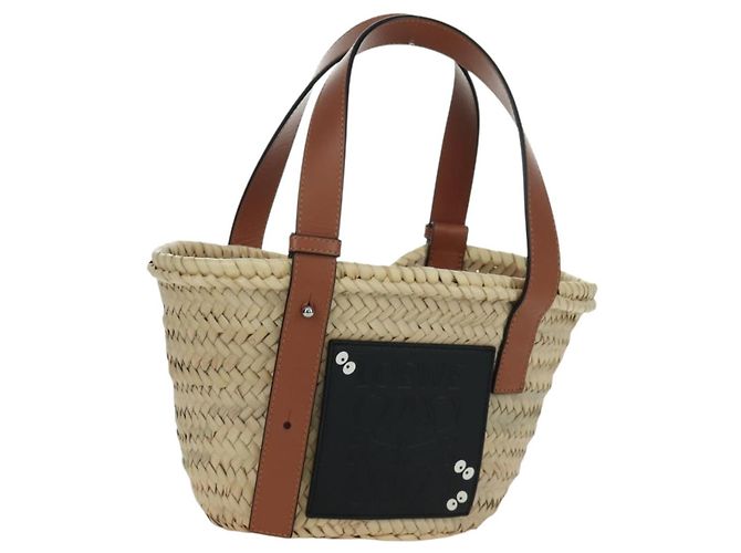 LOEWE - Bolsa Pitch Black Raffia Auth 166974SM Mi Vecino Totoro de Studio Ghibli Negro Beige
