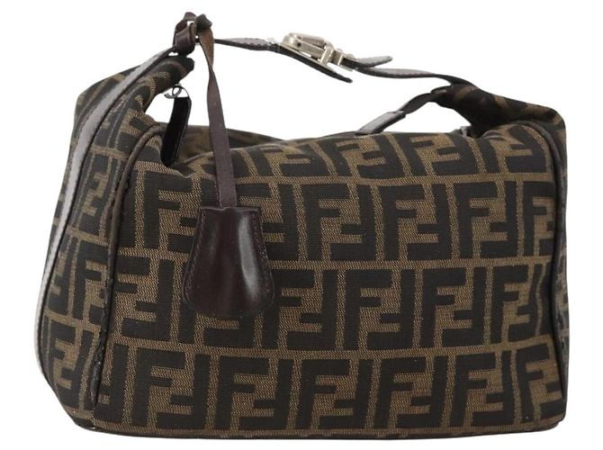 FENDI Zucca Canvas Handtasche braun schwarz silber authentisch bs33118