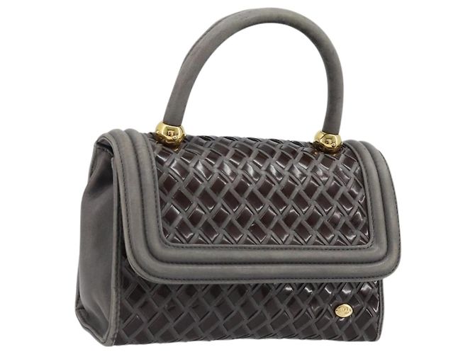 BALLY Bolsa de mão em couro marrom escuro ouro Auth 173425 Dourado Castanho escuro