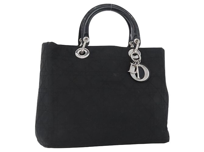 Sac à main Canage en nylon noir et argent Christian Dior Auth bs32773 Argenté