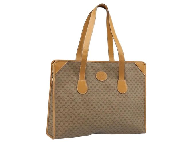 Gucci Bolsa tote Micro GG Supreme em PVC bege e dourado Auth ki6459