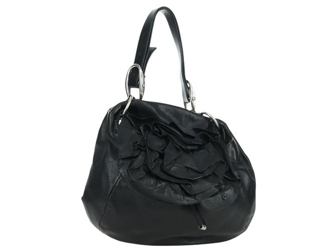 SAINT LAURENT Borsa a Spalla in Pelle Nera Argento Auth 172776V Nero