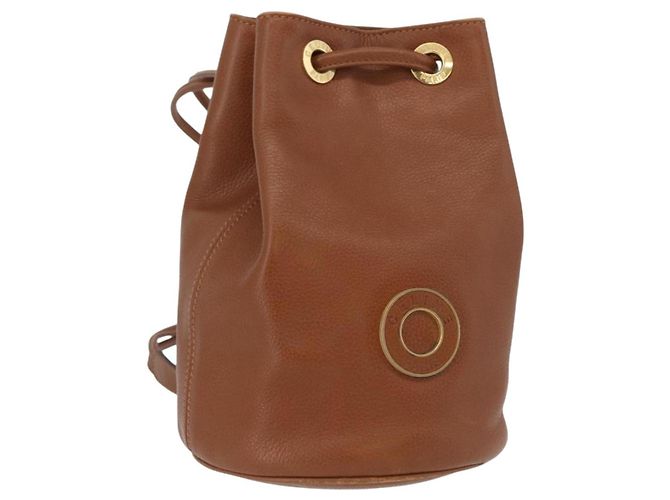 Céline Bolso de cuerpo CELINE de cuero marrón dorado Auth bs33578 Castaño