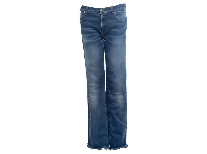 R13, jeans azul Jane con bordes sin terminar