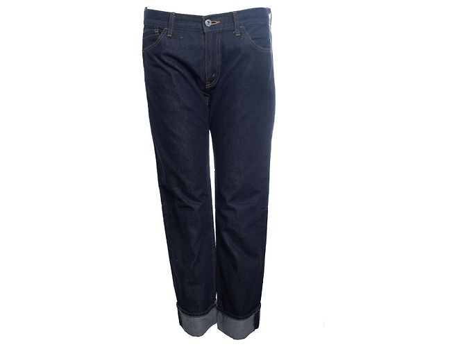 Junya Watanabe, jeans indigo scuri con caviglie piegate Blu