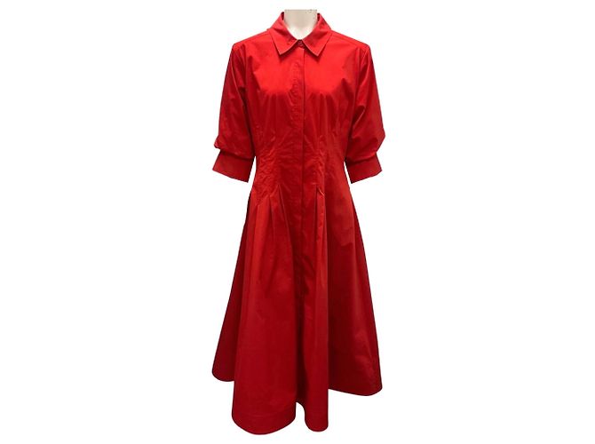 Jonathan Simkhai Vestido Midi Pintuck Jazz Vermelho Simkhai