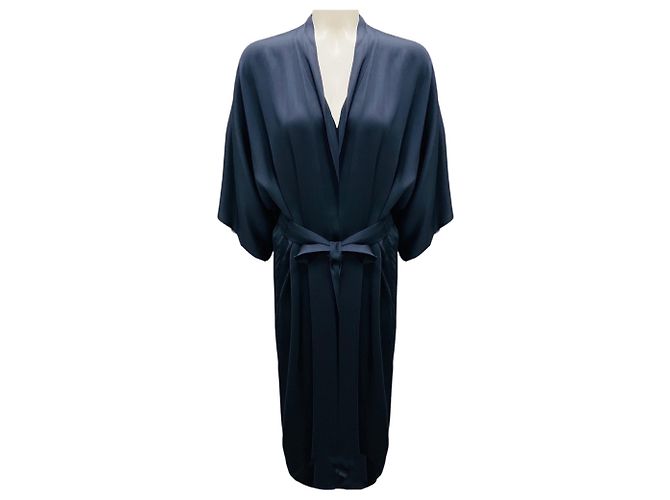 Abrigo de bata azul oscuro con cinturón Peserico Azul marino