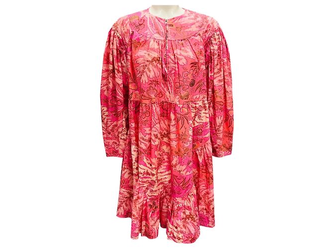 Vestido Mini Estampado Floral Leiko Camélia Rosa Ulla Johnson