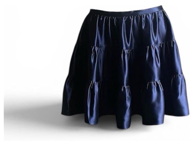Mini gonna "Petra-Heavy" Joseph 36 Satin di Seta Blu Notte Blu scuro