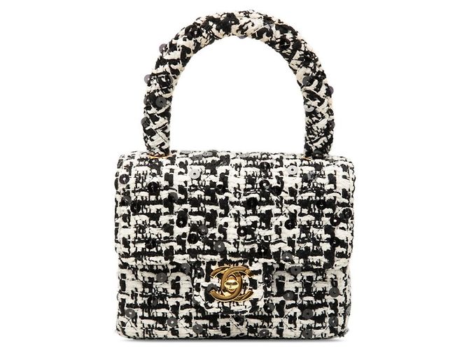 Mini borsa a mano Chanel Coco Mark Nero Bianco