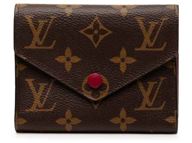 Cartera Tri-fold Victorine Monogram de Louis Vuitton Castaño Fucsia