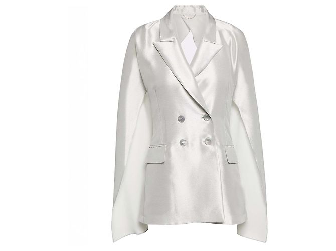 Max Mara Graue Seidenblazerjacke Silber