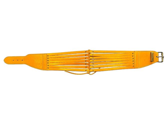 Alaïa Wide Leather Belt Orange Mustard