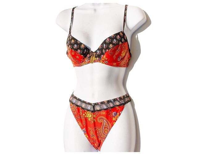 Costume da bagno due pezzi vintage Christian Dior Rosso Multicolore