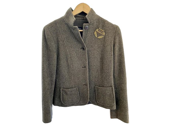 Weekend Max Mara Wool Jacket Brown Grey