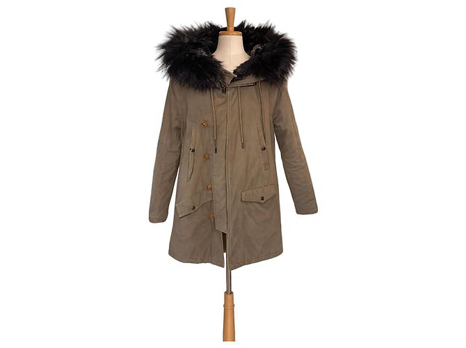 Parka caqui con capucha de piel The Kooples