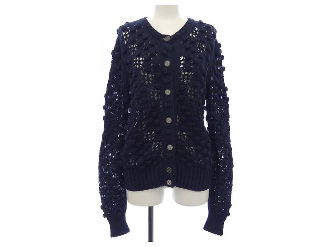 Timeless Cardigã Chanel Azul Marinho de Algodão