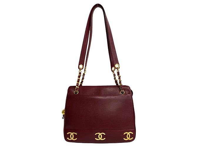 Timeless Bolsa tote em couro caviar Triple Coco da Chanel Marrom Bordeaux