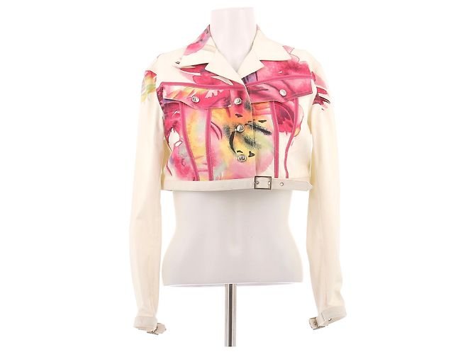 Dior Giacca di jeans con motivi multicolori Bianco