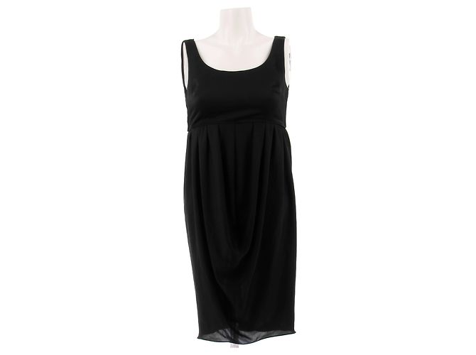 Vestido corto de seda negro Courreges