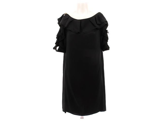 Louis Vuitton Kurzes schwarzes Seidenkleid