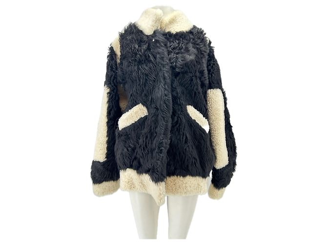 Iro Giacca in shearling bianca e nera Nero