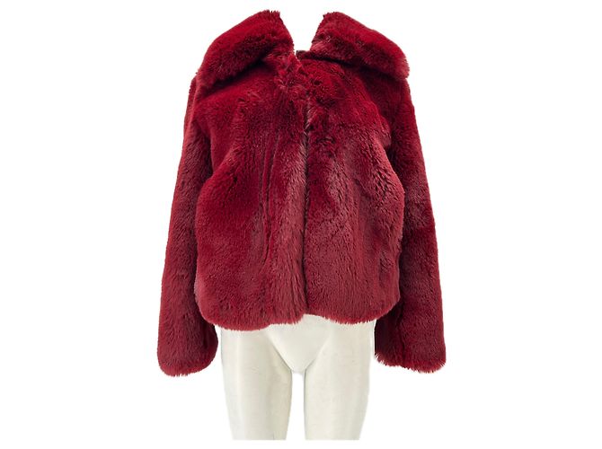 Autre Marque Mantel aus Kunstfell Rot