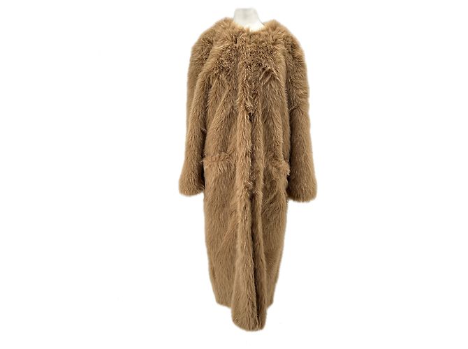 Autre Marque Camel-Mantel aus synthetischem Pelz Kamel