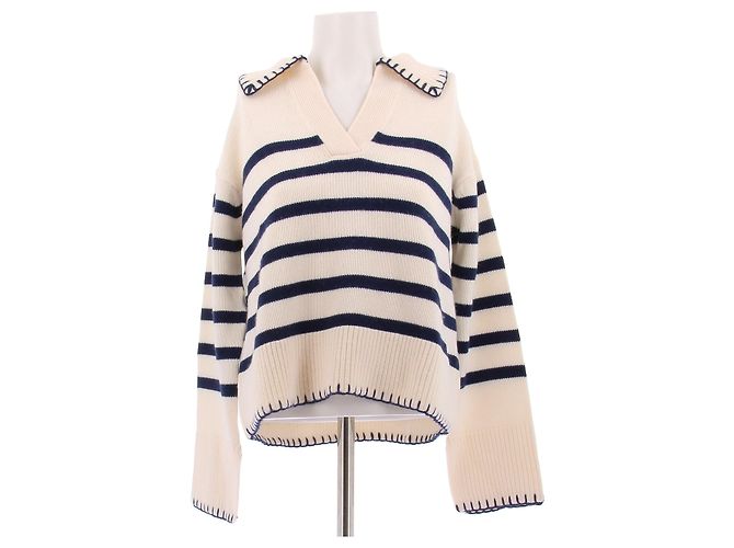 Autre Marque Pull marinière en cachemire et laine Beige