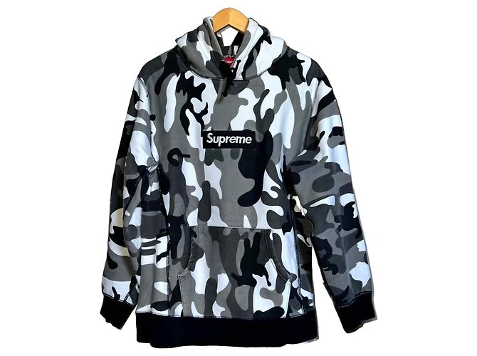 Sudadera Supreme Snow Camo Box Logo Negro Gris Blanco Camo Pullover Talla M/L Verde