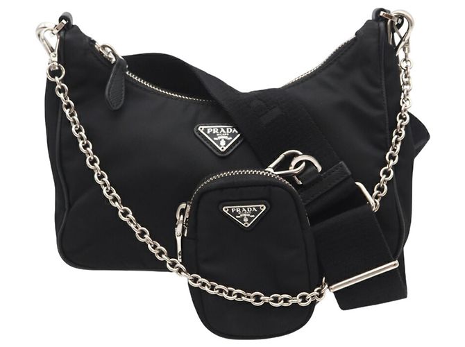 Prada Saffiano Leather Shoulder Bag Black