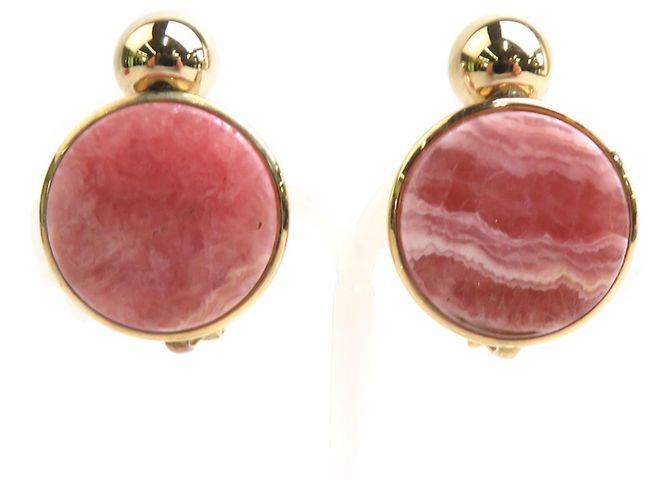 Pendientes de clip dorados y rosas Christian Dior
