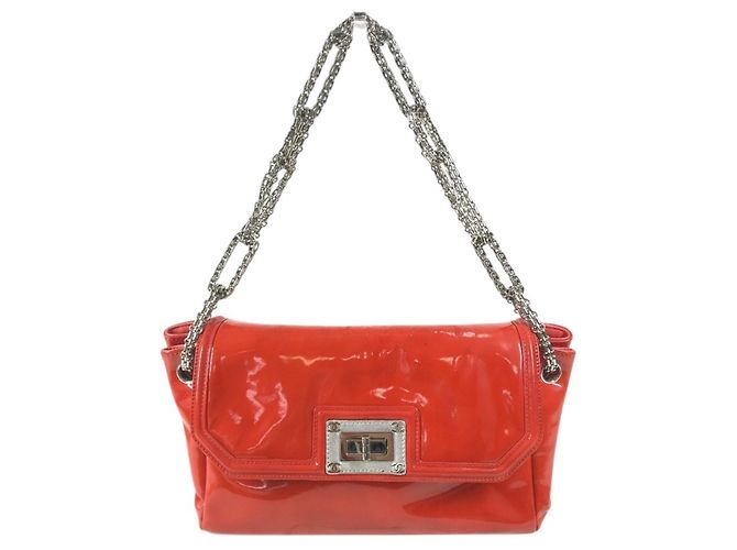 Chanel CC Coco Mark Logo Shoulder Bag Red Orange