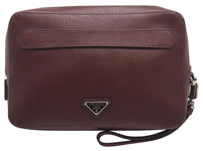 Borsa Second Double-Zip Logo Saffiano PRADA Marrone