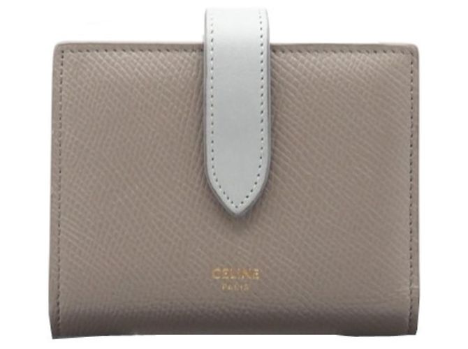 Céline CELINE Leather Small Strap Wallet Blue Beige