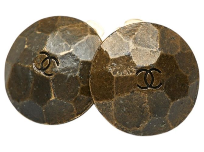 Orecchini a clip rotondi vintage Coco Mark di Chanel D'oro