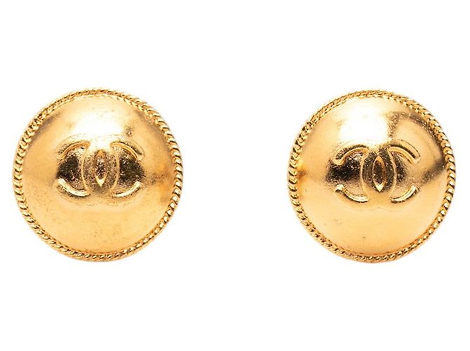 Orecchini rotondi vintage Chanel Coco Mark D'oro