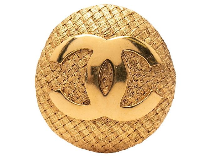 Vintage geflochtene Brosche Chanel Coco Mark Golden