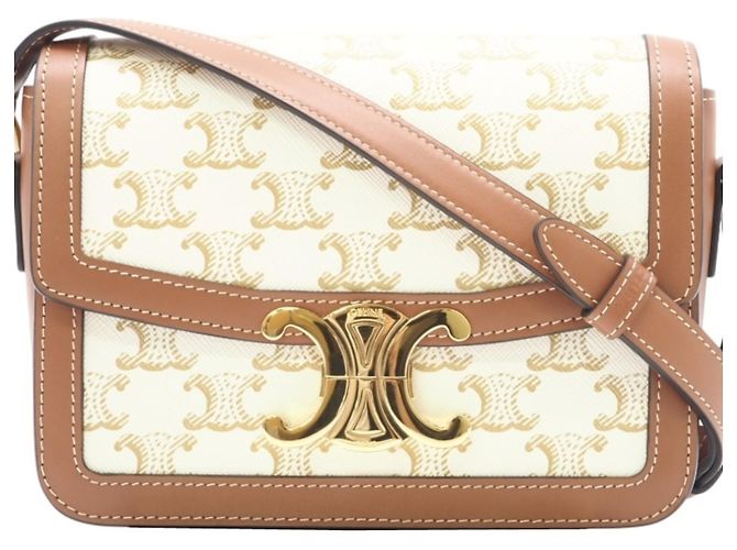 Céline Borsa a Spalla Celine Teen Triomphe Marrone Bianco