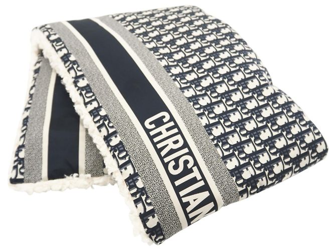 Polyester Oblique Schal Christian Dior Weiß Marineblau
